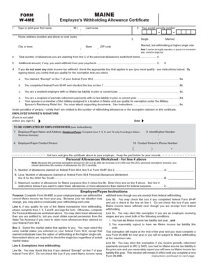 Maine W-4ME Employee’s Withholding Allowance Certificate