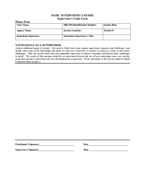 Supervisor’s Goals Form