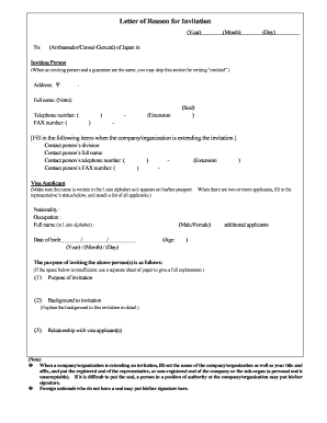 Letter of Reason for Invitation