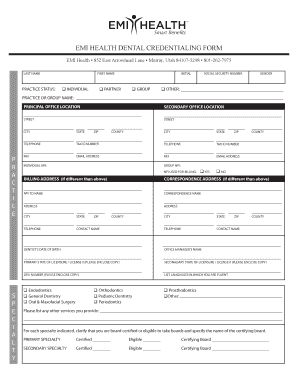 EMI Health Dental Credentialing Form