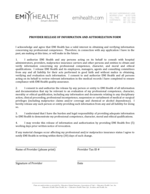 Provider Release of Information Authorization Form