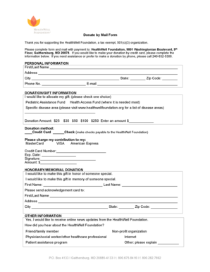 HealthWell Foundation Donation Form