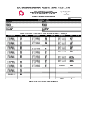 Burlington Stores Order Form