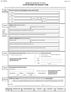 Minnesota Voter Information Request Form