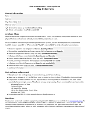Minnesota Map Order Form