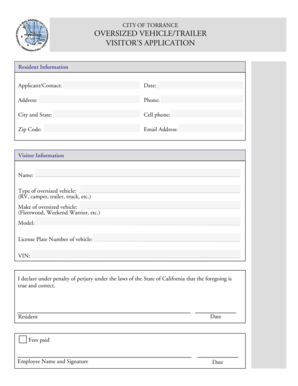 Oversized Vehicle Visitor Application