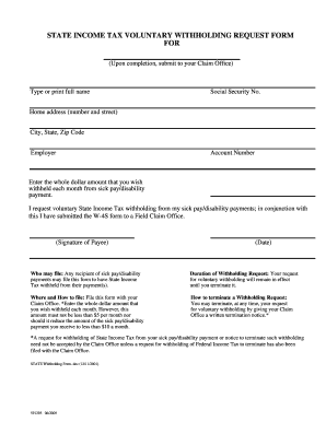 State Income Tax Voluntary Withholding Request Form