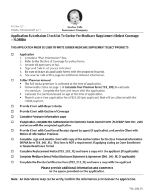 Gerber Medicare Supplement/Select Application
