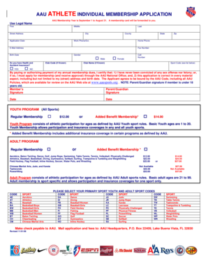 AAU Athlete Individual Membership Application