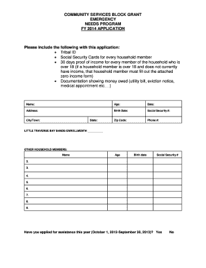 Community Services Block Grant Emergency Needs Program Application
