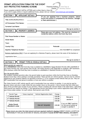 Event Day Protective Parking Permit Application
