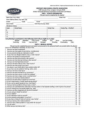 KHSAA Physician and Parental Permission Form