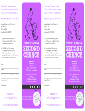Second Chance Animal Shelter Donation Form