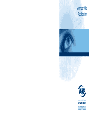 Association of Optometrists Membership Application