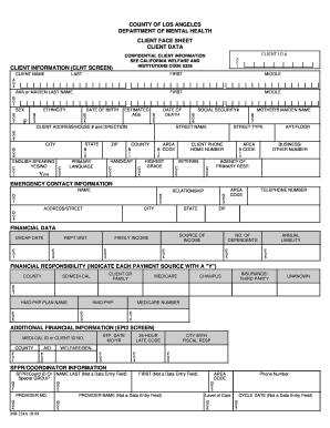 Client face sheet client data client information - LA County ... - lacdmh lacounty