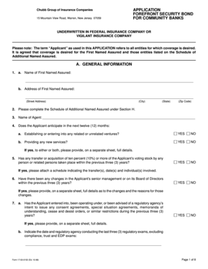 Chubb Group Security Bond Application