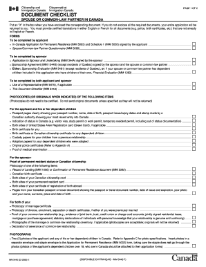 Canada Spouse or Common-Law Partner Document Checklist