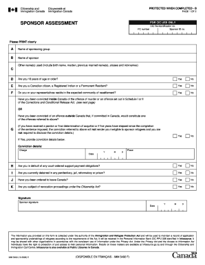 Sponsor Assessment Form for Refugees
