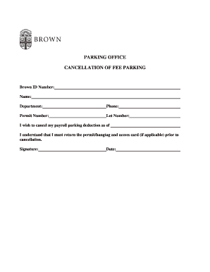 Parking Fee Cancellation Form