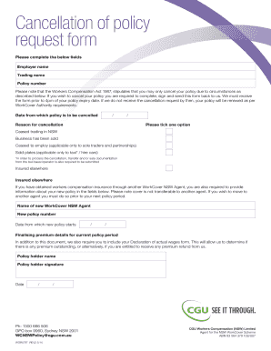 Workers Compensation Policy Cancellation Request Form
