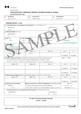 Canada Temporary Resident Visa Application