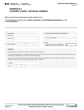 Schedule 4 Form for Provincial Nominees