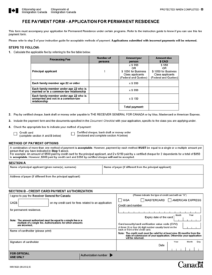 Immigration Canada Fee Payment Form