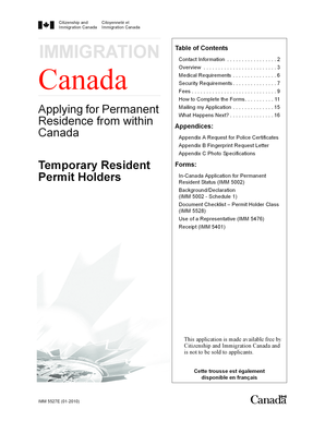 Canada Permanent Residence Application for Temporary Resident Permit Holders