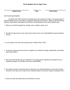 Re-Evaluation Parent Input Form