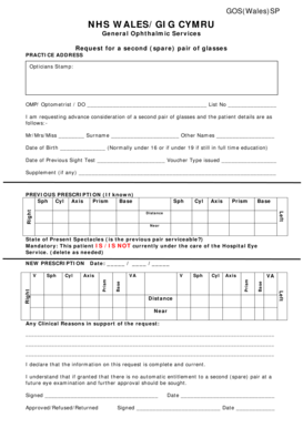 NHS Wales Second Pair of Glasses Request