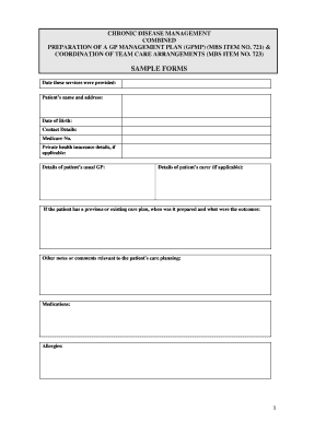 Chronic Disease Management GPMP and TCA Forms