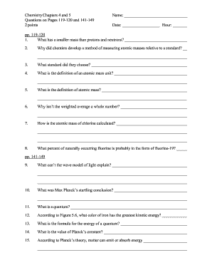 Chemistry Chapters 4 and 5 Quiz