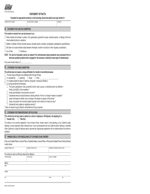 California Vehicle Transfer Statement of Facts