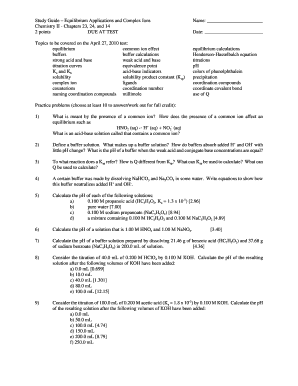 Chemistry II Study Guide