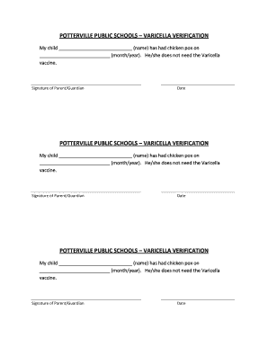 Potterville Public Schools Varicella Verification