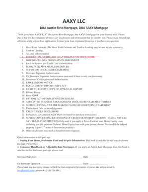 Mortgage Loan Origination Agreement