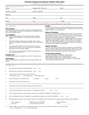 Bariatric Patient Skin Care Continuing Education Form
