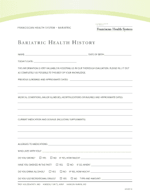 Bariatric Health History Form