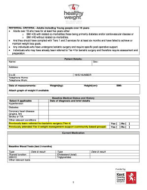 Adult (18+) Weight Management Referral Form - 4 healthy weight