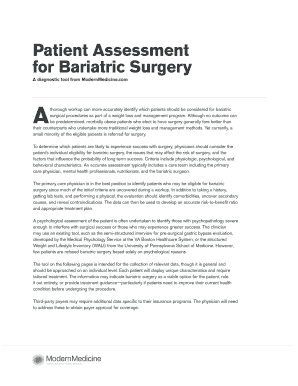 Patient Assessment for Bariatric Surgery
