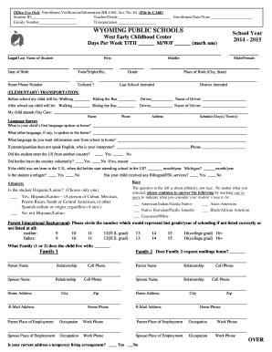 Wyoming Public Schools Enrollment Verification Form