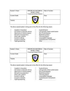 Student Discipline Referral Form