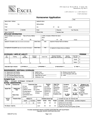 Homeowner Insurance Application Form