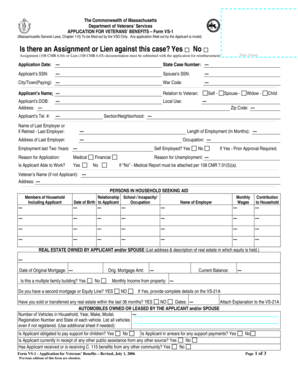 Massachusetts Veterans Benefits Application Form VS-1