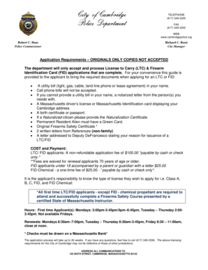 Massachusetts License to Carry Firearms Application