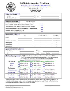 COBRA Continuation Enrollment Form