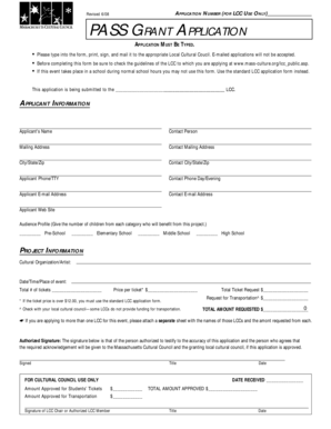 Massachusetts Pass Grant Application