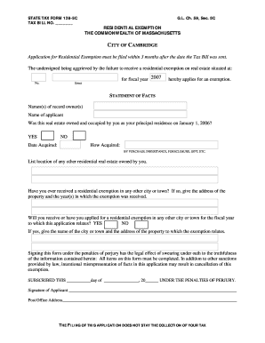 Massachusetts Residential Exemption Application