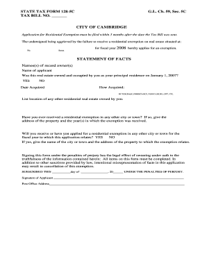 Massachusetts Residential Exemption Application