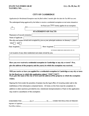 Massachusetts Residential Exemption Application